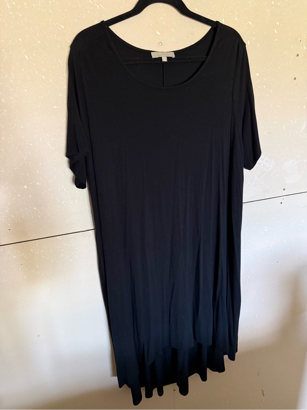 Joan Vass Black Oversized High Low Dress- Scoop Neck